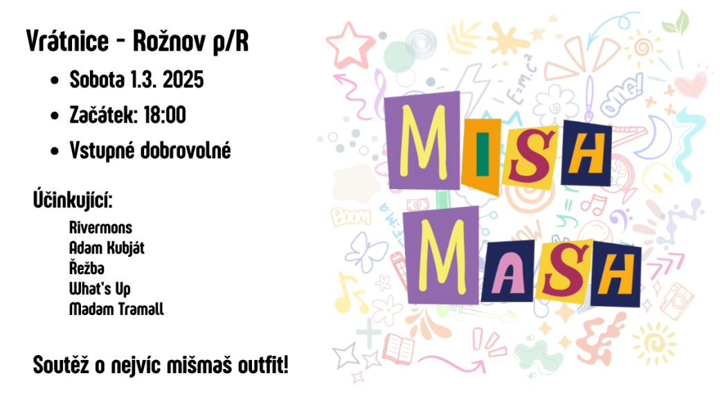 MishMash 2025. Koncert lokálních amatérských kapel v Rožnově