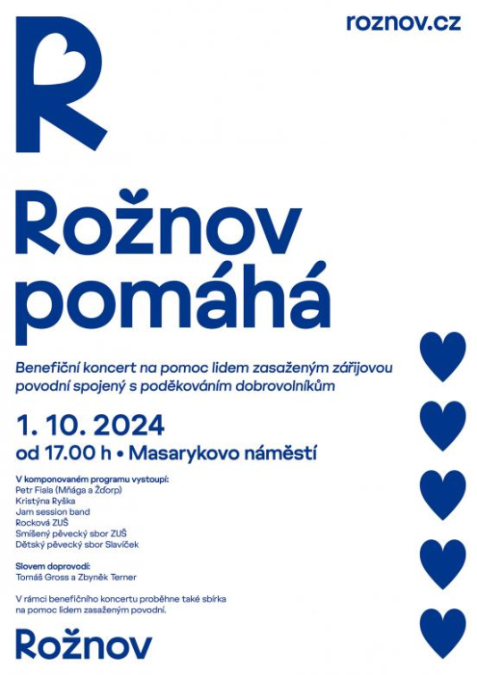 Benefiční koncert v Rožnově bude pomáhat i děkovat