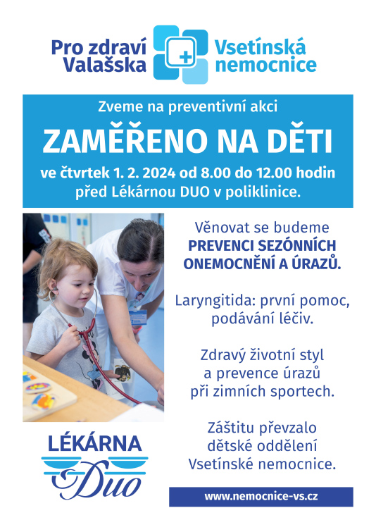 Vsetínská nemocnice zve rodiče na preventivní akci 