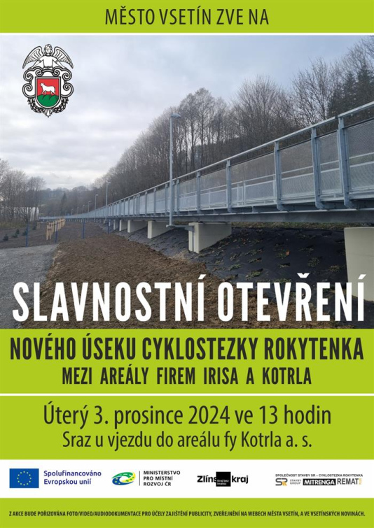 Město Vsetín otevře rekonstruovanou lávku a novou cyklostezku