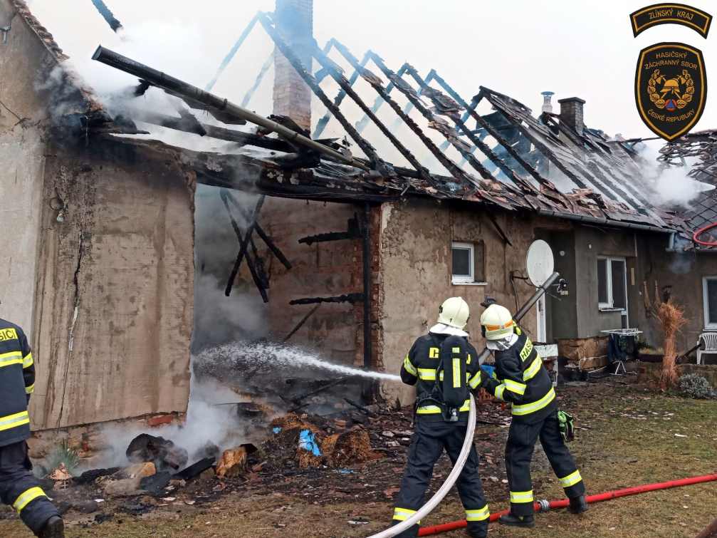 V Buchlovicích hořel rodinný dům