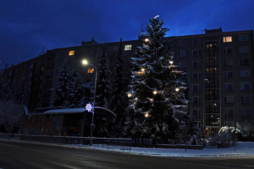 Vánoční strom se rozsvítil v ulici Sokolská