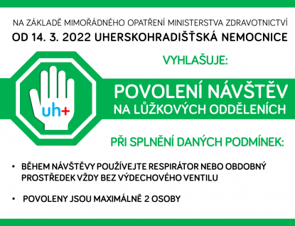 V Uherskohradišťské nemocnici jsou od pondělí 14. března povoleny návštěvy