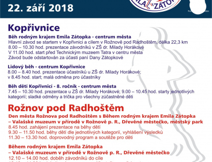 V sobotu proběhne „Běh rodným krajem Emila Zátopka“ 